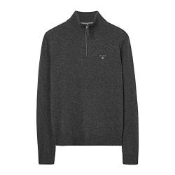 GANT Pullover Lammwolle Herren Half Zip Troyer - Grau XL 2XL 4XL 5XL Übergroßen Größe 5XL von GANT