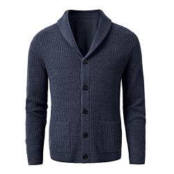 GAOHONGMEI Herren Strickcardigan Sweater Lose Knöpfe Strickwaren Pullover Männer Herbst Winter Langarm Jacken V Ausschnitt Warm Outwear Top Cyan-4XL von GAOHONGMEI