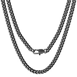 GAOHUI Herren Halskette 6/10/14mm breit,Klassische Herren Halskette 316L Edelstahl Halskette,Länge 46/51/55/60cm,farbe der beschichtung schwarz,Bestes Geschenk für Männer für Männer(black 24in 10mm) von GAOHUI
