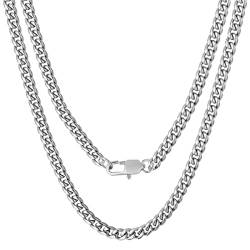 GAOHUI Herren halskette,316L edelstahl versilberte farbe,herren edelstahl cuban link chain 6/10/14mm breit,Länge 46/51/55/60cm,Bestes Geschenk für Männer für Männer(22in 10mm) (22in10mm) von GAOHUI