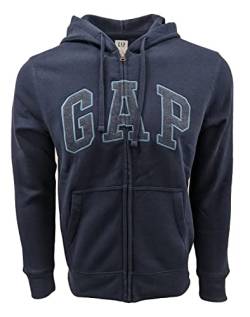 GAP Herren Kapuzenpullover mit durchgehendem Reißverschluss aus Fleece, Navy Heather (dunkelgraues Logo), X-Large von GAP