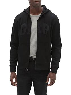 GAP Herren Logo Hoodie Hooded Full Zip Sweatshirt Kapuzenpullover, True Black, X-Large von GAP