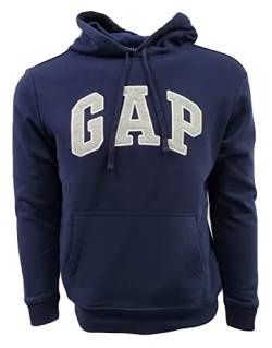 Gap Factory Herren Fleece Arch Logo Pullover Hoodie, Marineblau (White Logo), Large von GAP