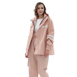 GARCAN Regenausrüstung für Männer und Frauen Wasserdicht Leicht Regenanzüge Sets Winddichte Kapuze Regenbekleidung Arbeitskleidung Regenjacke und Regenhose für Outdoor-Aktivitäten,Lotus pink,S von GARCAN