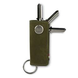 GARZINI Key Organizer Leder, Schlüsselanhänger Auto mit Schlüsselring, Etui aus echtem Leder für 7 Schlüssel, Herren Geschenk in eleganter Verpackung, Olive Green von GARZINI