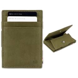 GARZINI Magic Wallet, RFID Geldbeutel für Herren aus echtem Leder für 7 Karten und Münzfach, Mini Geldbörse als Geschenk für Männer, Olive Green von GARZINI