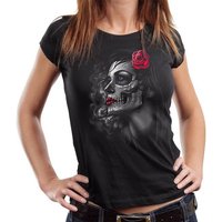 GASOLINE BANDIT® T-Shirt Damen Lady Biker-Shirt: Lady-Skull Rose von GASOLINE BANDIT