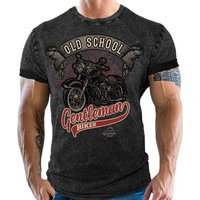 GASOLINE BANDIT® T-Shirt für Biker im Washed Jeans Look: Oldschool Gentlemen von GASOLINE BANDIT