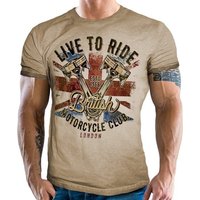 GASOLINE BANDIT® T-Shirt im vintage retro Biker used Look - British Motorcycle Club London von GASOLINE BANDIT