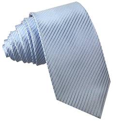 GASSANI Blaue Krawatte 10cm klassische Breite gestreift | Herrenkrawatte Hell-Blau zum Sakko | Schlips Binder einfarbig mit Streifen von GASSANI