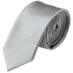 GASSANI Hell-Graue Streifen-Krawatte 8cm Breite, Einfarbig Rippen Gestreift, Rips Herrenkrawatte Anzug-Schlips Binder Uni Farben, Feine Streifen von GASSANI