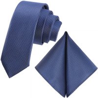 GASSANI Krawatte Dünne Schmale Extra Lange Jacquard Herren-Krawatte Fein Karo (Set, 2-St., Skinny, Slim-Fit, Schmal, 6cm, Hochzeitskrawatte, mit Einstecktuch) Grid, Klein-Kariert, Pique, Gepunktet, Matt, Seide-Touch von GASSANI