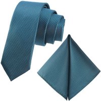 GASSANI Krawatte Dünne Schmale Extra Lange Jacquard Herren-Krawatte Fein Karo (Set, 2-St., Skinny, Slim-Fit, Schmal, 6cm, Hochzeitskrawatte, mit Einstecktuch) Grid, Klein-Kariert, Pique, Gepunktet, Matt, Seide-Touch von GASSANI