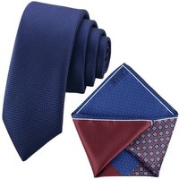 GASSANI Krawatte Herren-Krawatte Rips Fine Karo, z. Anzug Schmal Slim, Uni Seide Touch (Set, 2-St., 2, Skinny Tie, Schlips, mit 4-Design, Einstecktuch, Bunt, Gemustert, Kariert, Geblümt, Paisley, Getupft, Gepunktet, Floral) Blumen Blüten Punkte Dots Pünktchen Tupfen Tropfen Rauten, Seide Touch von GASSANI