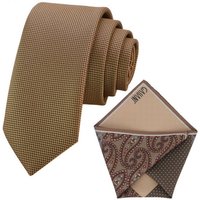 GASSANI Krawatte Herren-Krawatte Rips Fine Karo, z. Anzug Schmal Slim, Uni Seide Touch (Set, 2-St., 2, Skinny Tie, Schlips, mit 4-Design, Einstecktuch, Bunt, Gemustert, Kariert, Geblümt, Paisley, Getupft, Gepunktet, Floral) Blumen Blüten Punkte Dots Pünktchen Tupfen Tropfen Rauten, Seide Touch von GASSANI