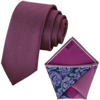 GASSANI Krawatte Herren-Krawatte Rips Fine Karo, z. Anzug Schmal Slim, Uni Seide Touch (Set, 2-St., 2, Skinny Tie, Schlips, mit 4-Design, Einstecktuch, Bunt, Gemustert, Kariert, Geblümt, Paisley, Getupft, Gepunktet, Floral) Blumen Blüten Punkte Dots Pünktchen Tupfen Tropfen Rauten, Seide Touch von GASSANI