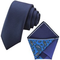 GASSANI Krawatte Herren-Krawatte Rips Fine Karo, z. Anzug Schmal Slim, Uni Seide Touch (Set, 2-St., 2, Skinny Tie, Schlips, mit 4-Design, Einstecktuch, Bunt, Gemustert, Kariert, Geblümt, Paisley, Getupft, Gepunktet, Floral) Blumen Blüten Punkte Dots Pünktchen Tupfen Tropfen Rauten, Seide Touch von GASSANI