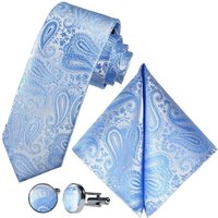 GASSANI Krawatte Hochzeitskrawatte Paisley Festlich, Herren-Krawatte Hochzeit Schlips (Set, 3-St., Krawattenset, Einstecktuch, Manschettenknöpfe) Dünn, Schmal, Slim Tie, Satin Jacquard Floral Gemustert, Seide-Touch von GASSANI