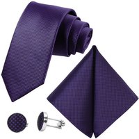 GASSANI Krawatte Hochzeitskrawatte Tuch Festlich Schmal, Karo Herren-Schlips Business (Set, 3-St., Krawattenset, mit Einstecktuch, Manschettenknöpfe) Kariert, Gepunktet, Punkte, Dots, Tupfen, Grid Struktur, Seide-Touch von GASSANI