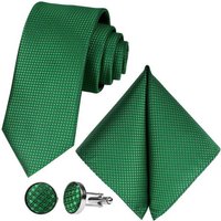 GASSANI Krawatte Karo Hochzeitskrawatte Tuch Festlich Schmal, Herren-Schlips Business (Set, 3-St., Uni, Einfarbig, Krawattenset, mit Einstecktuch, Manschettenknöpfe) Kariert, Gepunktet, Punkte, Dots, Grid Struktur, Matt Seide-Touch von GASSANI