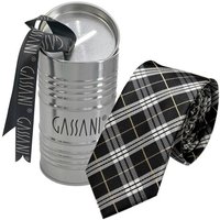 GASSANI Krawatte Slim Karo Herren-Schlips Schmal zum Anzug Sakko (Set, 2-St., Businesskrawatte, Kariert mit Feinen Streifen, Schotten-Karo, Glencheck-Design, Tartan, Plaid, Karomuster, inkl Geschenkverpackung) Retro Männer Binder, In Geschenk-Box Dose Blech-Spardose, Seide-Touch von GASSANI