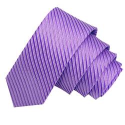 GASSANI Violette schmale dünne 5cm Krawatte gestreift | Skinny Herrenkrawatte Fliederfarben zum Sakko Anzug | Schlips Binder einfarbig mit Streifen von GASSANI