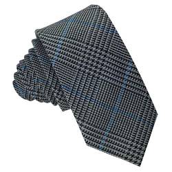GASSANI Woll-Krawatte Kariert, Schmale Dünne Flanell Herren-Krawatte Wolle Baumwolle, Anthrazit-Graue Dunkel-Graue Schwarze Blaue Karos Streifen von GASSANI