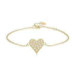 GAVU Armband Damen Silber 925, Herz Armband Damen Geschenk für Freundin, Armband Damen Gold von GAVU
