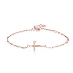 GAVU Armband Damen Silber 925, Kreuz Armband Damen Geschenk für Frauen, Armband Rosegold Damen von GAVU