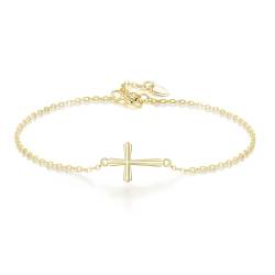 GAVU Armband Damen Silber 925, Kreuz Armband Damen Geschenk für Freundin, Armband Damen Gold von GAVU