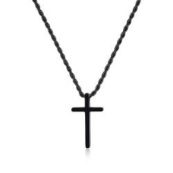 GAVU Herren Edelstahl Schwarz Kreuz Anhänger Halskette, Kreuz Kette für Männer kleines Kreuz 45cm von GAVU