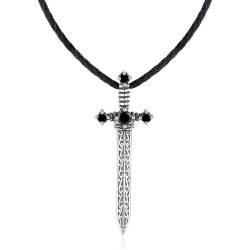 GAVU Herren-Leder-Halskette mit Schwertanhänger 50cm von GAVU