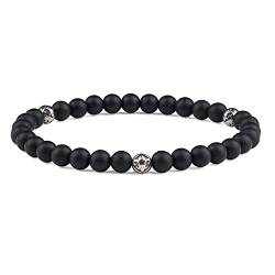 GAVU Unisex Kristall Armband Perlen Armband aus Mattem Onyx mit Fleur De Lis Größe M von GAVU