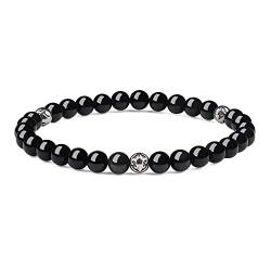 GAVU Unisex Kristall Armband Perlen Armband aus Obsidian mit Fleur De Lis Größe L von GAVU