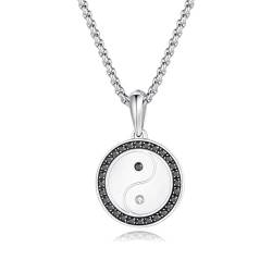 GAVU l Herren Cubic Zirkonia Yin Yang Halskette mit Edelstahl Boxkette 55cm von GAVU