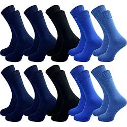 GAWILO 10 Paar Herren Socken – 100% Baumwolle - ohne Gummidruck - ohne drückende Zehennaht (47-50, farbig 2) von GAWILO