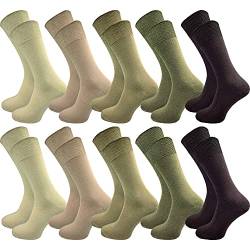 GAWILO 10 Paar Herren Socken – 100% Baumwolle - ohne Gummidruck - ohne drückende Zehennaht (47-50, farbig 3) von GAWILO