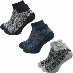 GAWILO 3 Paar hochwertige Damen Winter Sneaker Socken – Wollsocken - im „winterlichen“ Look - wie selbstgestrickt - dick & warm (35-38, farbig 1) von GAWILO