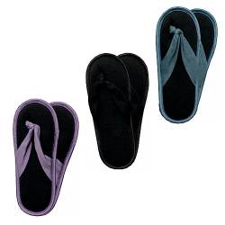 GAWILO 3 Paar rutschfeste Damen Stoppersocken als Zehentrenner – ABS Socken – Haussocken – Hausschuhe – ideal für den Sommer (35-38, farbig 1) von GAWILO