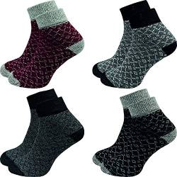 GAWILO 4 Paar hochwertige Kinder Winter Socken – Wollsocken - im „winterlichen“ Look (31-34, farbig 1) von GAWILO