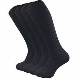 GAWILO 4 Paar warme Herren Norweger Kniestrümpfe mit extra dicker Plüschsohle (as3, numeric, numeric_43, numeric_46, regular, regular, schwarz, 43-46) von GAWILO