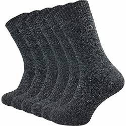 GAWILO 6 Paar warme Herren Thermo Norweger Socken – mit hohem Wollanteil - Vollplüsch (47-50, grau) von GAWILO