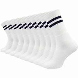 GAWILO Arbeitssocken Herren & Damen (10 Paar) | Tennissocken mit verstärktem Frotteefuß | Verstärkte Ferse & Spitze | Sportsocken mit Komfortbund (43-46, weiß (retro)) von GAWILO