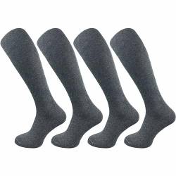 GAWILO Damen Kniestrümpfe aus 80% Baumwolle (4 Paar) ohne drückende Naht | lange Socken mit Komfortbund | absolut blickdicht (DE/NL/SE/PL, Numerisch, 39, 42, Regular, Regular, grau) von GAWILO