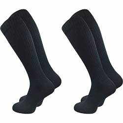 GAWILO Damen Retro Kniestrümpfe (2 Paar) | 78% Baumwolle | knielange Socken im sportlichen Look mit Komfortbund | ohne zu Verrutschen (39-42, schwarz) von GAWILO