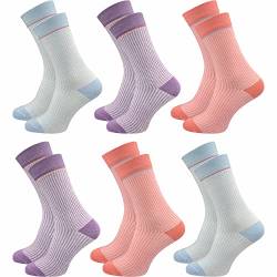GAWILO Damen Socken mit Hahnentritt (6 Paar) | Ohne drückende Naht an der Zehenspitze | Stylische Frauensocken mit verstärkten Belastungszonen (39-42, farbig 1) von GAWILO