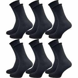 GAWILO Damen Socken mit Rollrand (6 Paar) | Ohne drückende Naht und ohne Gummidruck | Diabetikersocken mit verstärkter Ferse und Fußspitze (35-38, schwarz) von GAWILO