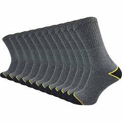 GAWILO Herren Arbeitssocken (12 Paar) | WORK Socken mit viel Baumwolle sind atmungsaktiv und verhindern Schweißfüße | Verstärkter Plüschfuß mit farbigem Highlight an Ferse & Spitze (47-50, grau) von GAWILO