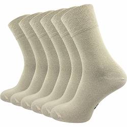 GAWILO Herren Socken (6er-Pack) ohne Gummidruck | extra weiter Komfortbund | Business & Freizeit (47-50, beige) von GAWILO