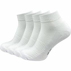 GAWILO Herren Sportsocken (4 Paar) | kurz & atmungsaktiv | Sneaker Socken | Anti-Blasen Schutz | gepolsterte Sohle (51-54, weiß) von GAWILO